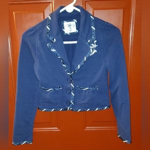 3/$10 Justice Girls Sz 14 Crop Jacket Navy/White